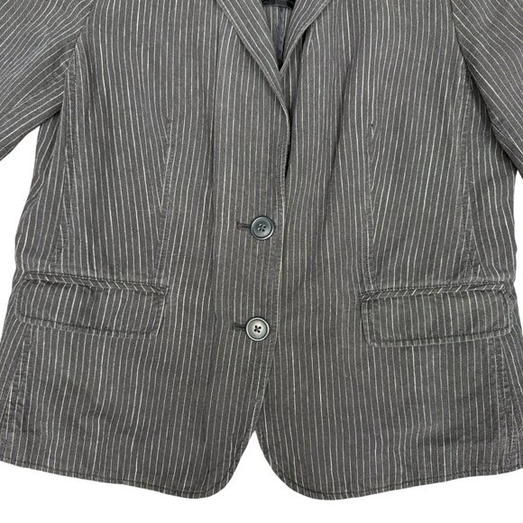 Women's J. JILL Pinstripe Linen Blend Jacket Blazer- Size M - Picture 5 of 11